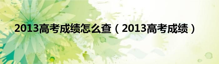 2013高考成績怎么查（2013高考成績）