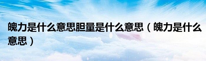 魄力是什么意思膽量是什么意思（魄力是什么意思）