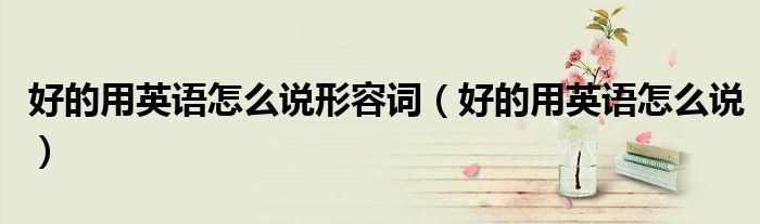 好的用英語(yǔ)怎么說(shuō)形容詞（好的用英語(yǔ)怎么說(shuō)）