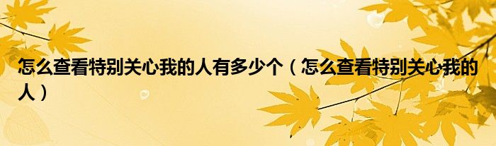 怎么查看特別關心我的人有多少個（怎么查看特別關心我的人）