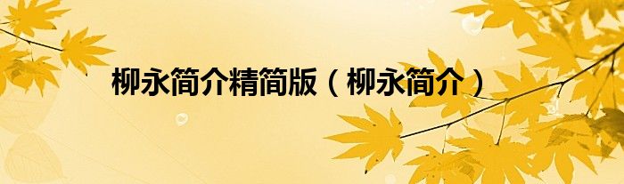 柳永簡介精簡版（柳永簡介）