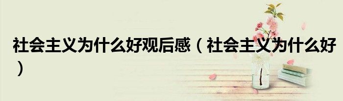 社會主義為什么好觀后感（社會主義為什么好）