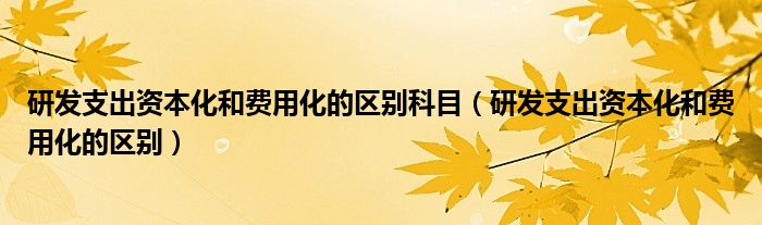 研發(fā)支出資本化和費用化的區(qū)別科目（研發(fā)支出資本化和費用化的區(qū)別）