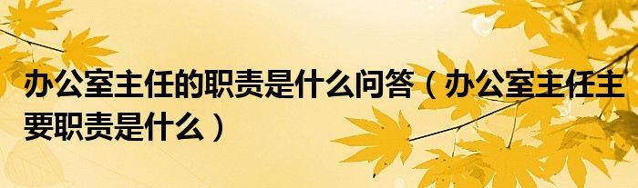 辦公室主任的職責(zé)是什么問答（辦公室主任主要職責(zé)是什么）