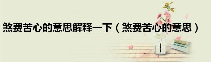 煞費苦心的意思解釋一下（煞費苦心的意思）