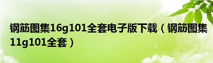 鋼筋圖集16g101全套電子版下載（鋼筋圖集11g101全套）