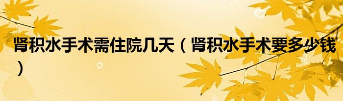 腎積水手術(shù)需住院幾天（腎積水手術(shù)要多少錢）