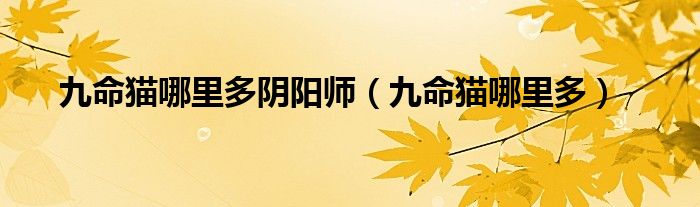 九命貓哪里多陰陽師（九命貓哪里多）
