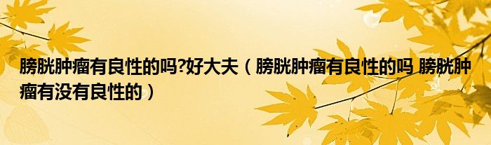 膀胱腫瘤有良性的嗎?好大夫（膀胱腫瘤有良性的嗎 膀胱腫瘤有沒有良性的）