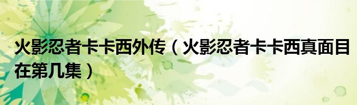 火影忍者卡卡西外傳（火影忍者卡卡西真面目在第幾集）