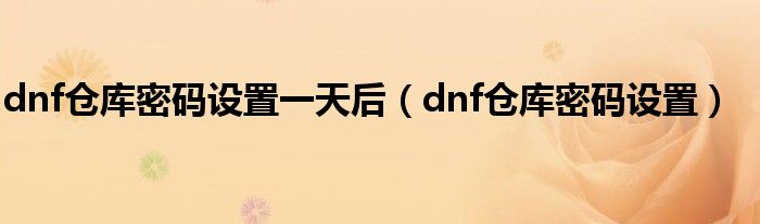 dnf倉庫密碼設(shè)置一天后（dnf倉庫密碼設(shè)置）