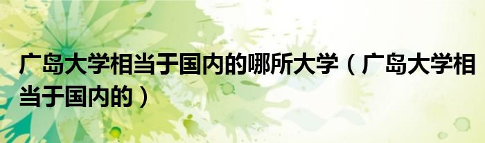 廣島大學(xué)相當(dāng)于國內(nèi)的哪所大學(xué)（廣島大學(xué)相當(dāng)于國內(nèi)的）