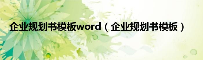 企業(yè)規(guī)劃書模板word（企業(yè)規(guī)劃書模板）