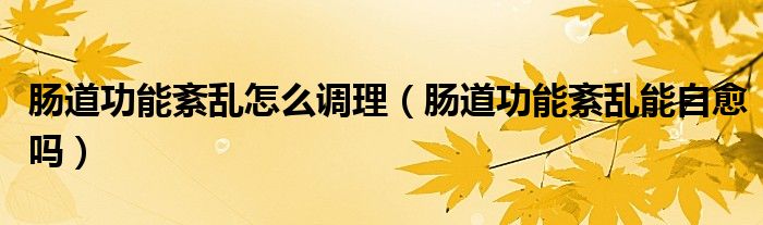 腸道功能紊亂怎么調(diào)理（腸道功能紊亂能自愈嗎）
