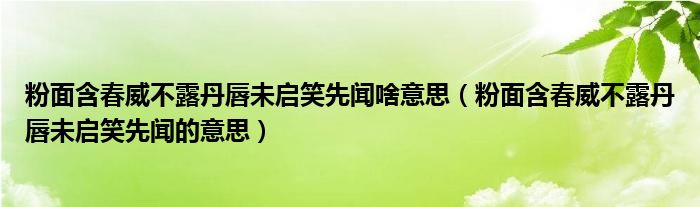粉面含春威不露丹唇未啟笑先聞啥意思（粉面含春威不露丹唇未啟笑先聞的意思）