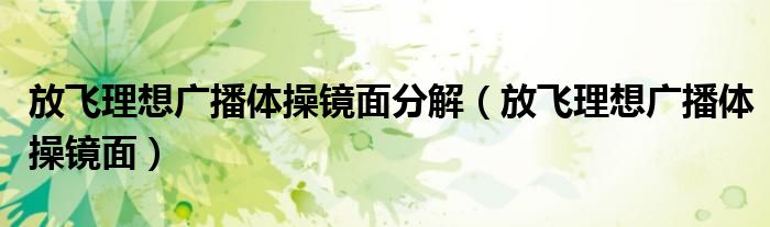 放飛理想廣播體操鏡面分解（放飛理想廣播體操鏡面）