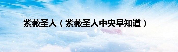 紫薇圣人（紫薇圣人中央早知道）