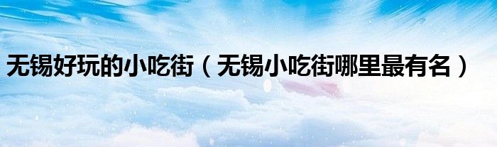 無錫好玩的小吃街（無錫小吃街哪里最有名）
