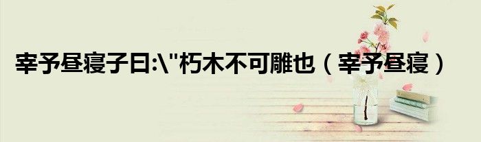 宰予晝寢子曰: