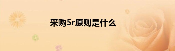 采購(gòu)5r原則是什么
