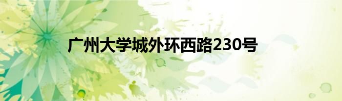 廣州大學(xué)城外環(huán)西路230號