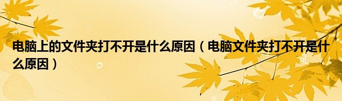 電腦上的文件夾打不開是什么原因（電腦文件夾打不開是什么原因）