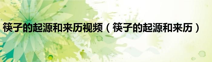 筷子的起源和來歷視頻（筷子的起源和來歷）
