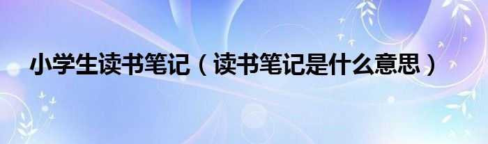 小學(xué)生讀書筆記（讀書筆記是什么意思）