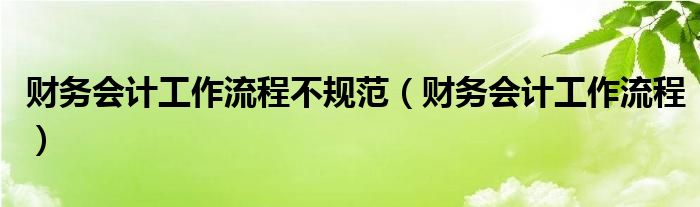 財(cái)務(wù)會(huì)計(jì)工作流程不規(guī)范（財(cái)務(wù)會(huì)計(jì)工作流程）