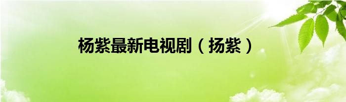 楊紫最新電視劇（揚紫）