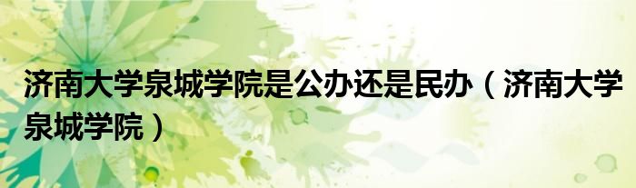 濟(jì)南大學(xué)泉城學(xué)院是公辦還是民辦（濟(jì)南大學(xué)泉城學(xué)院）