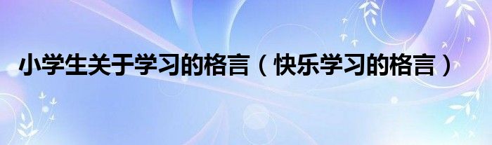 小學(xué)生關(guān)于學(xué)習(xí)的格言（快樂學(xué)習(xí)的格言）