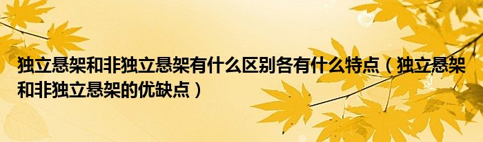獨立懸架和非獨立懸架有什么區(qū)別各有什么特點（獨立懸架和非獨立懸架的優(yōu)缺點）
