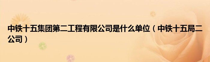 中鐵十五集團(tuán)第二工程有限公司是什么單位（中鐵十五局二公司）