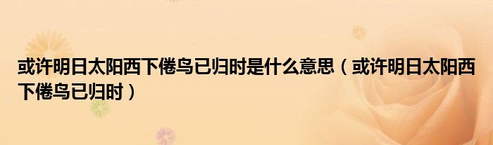 或許明日太陽西下倦鳥已歸時是什么意思（或許明日太陽西下倦鳥已歸時）