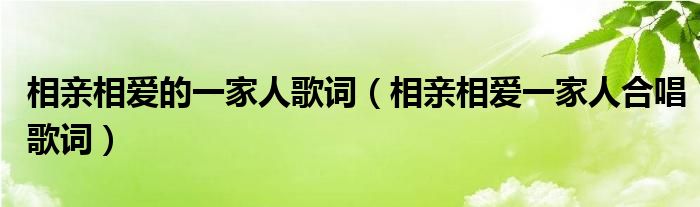 相親相愛的一家人歌詞（相親相愛一家人合唱歌詞）