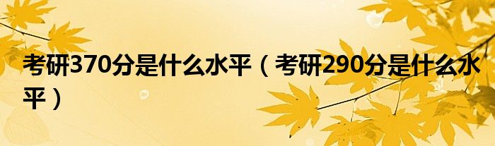 考研370分是什么水平（考研290分是什么水平）