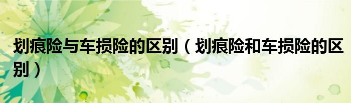 劃痕險(xiǎn)與車損險(xiǎn)的區(qū)別（劃痕險(xiǎn)和車損險(xiǎn)的區(qū)別）