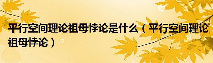 平行空間理論祖母悖論是什么（平行空間理論祖母悖論）