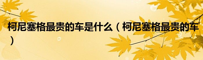 柯尼塞格最貴的車是什么（柯尼塞格最貴的車）