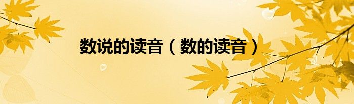 數(shù)說的讀音（數(shù)的讀音）