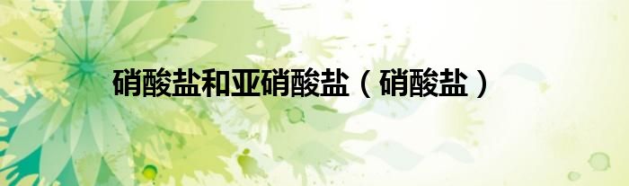 硝酸鹽和亞硝酸鹽（硝酸鹽）