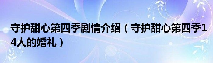 守護(hù)甜心第四季劇情介紹（守護(hù)甜心第四季14人的婚禮）