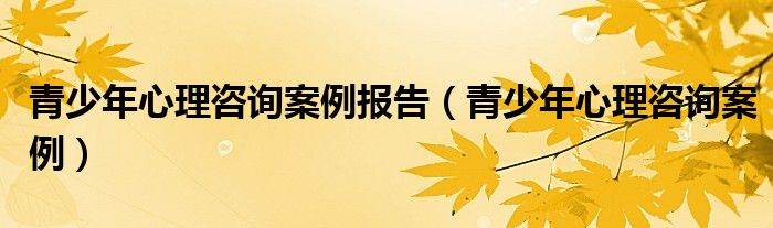 青少年心理咨詢案例報告（青少年心理咨詢案例）