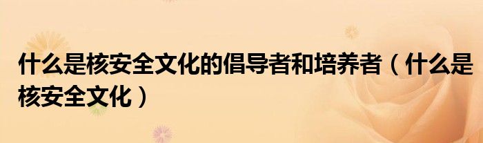 什么是核安全文化的倡導(dǎo)者和培養(yǎng)者（什么是核安全文化）