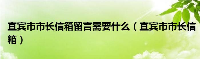 宜賓市市長(zhǎng)信箱留言需要什么（宜賓市市長(zhǎng)信箱）