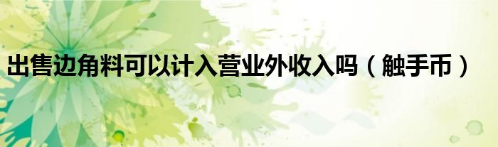 出售邊角料可以計入營業(yè)外收入嗎（觸手幣）