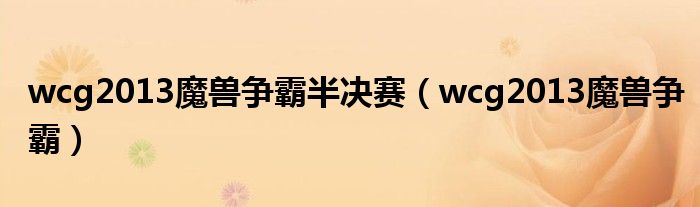 wcg2013魔獸爭霸半決賽（wcg2013魔獸爭霸）