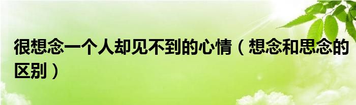 很想念一個人卻見不到的心情（想念和思念的區(qū)別）