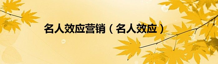 名人效應營銷（名人效應）